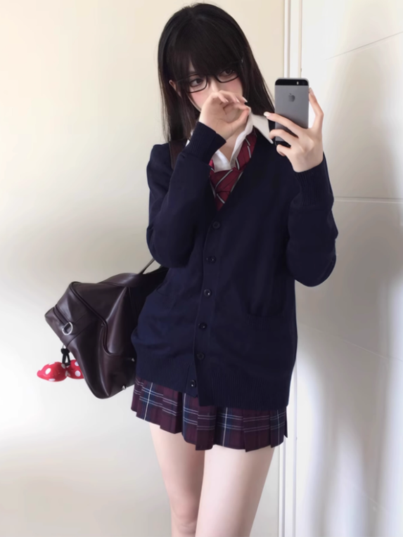39CM Plaid Rot Muster JK Uniform Rock Plissee