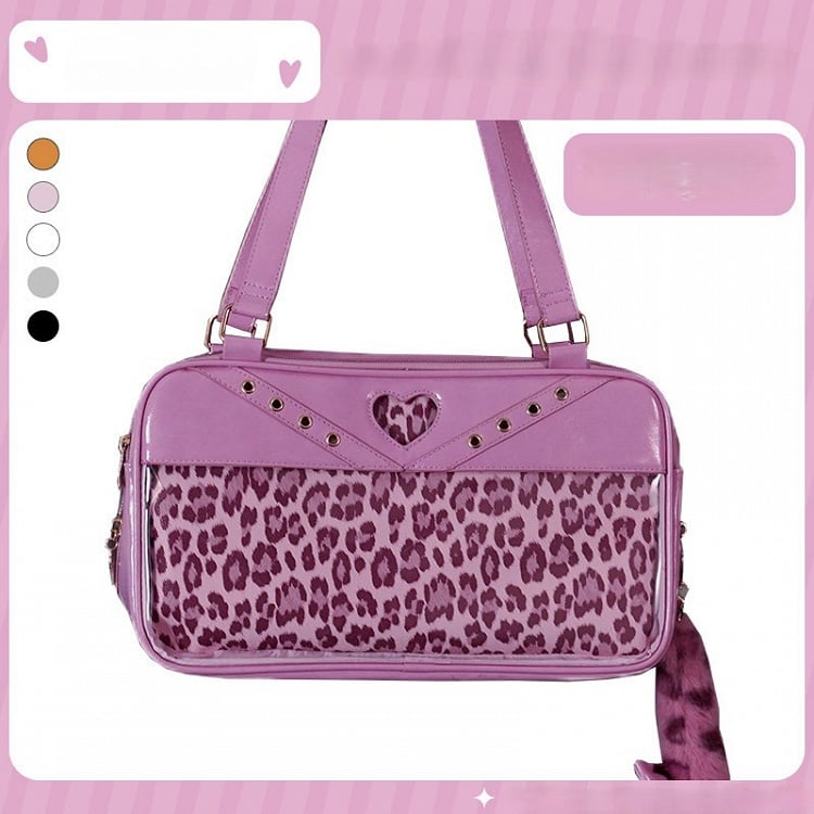 Tail Ita Bag with Display Cute Window Kawaii Leopard Pink Shoulder Charm