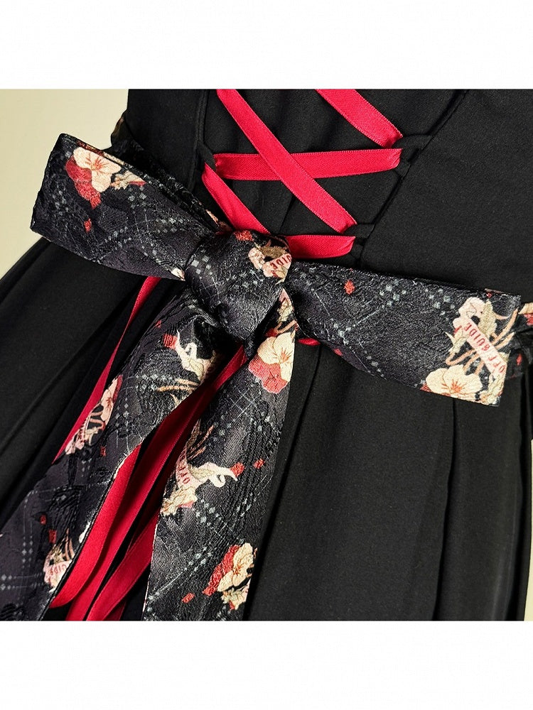 Retro Floral Print Lolita JSK with Layered Skirt - Neoludwig