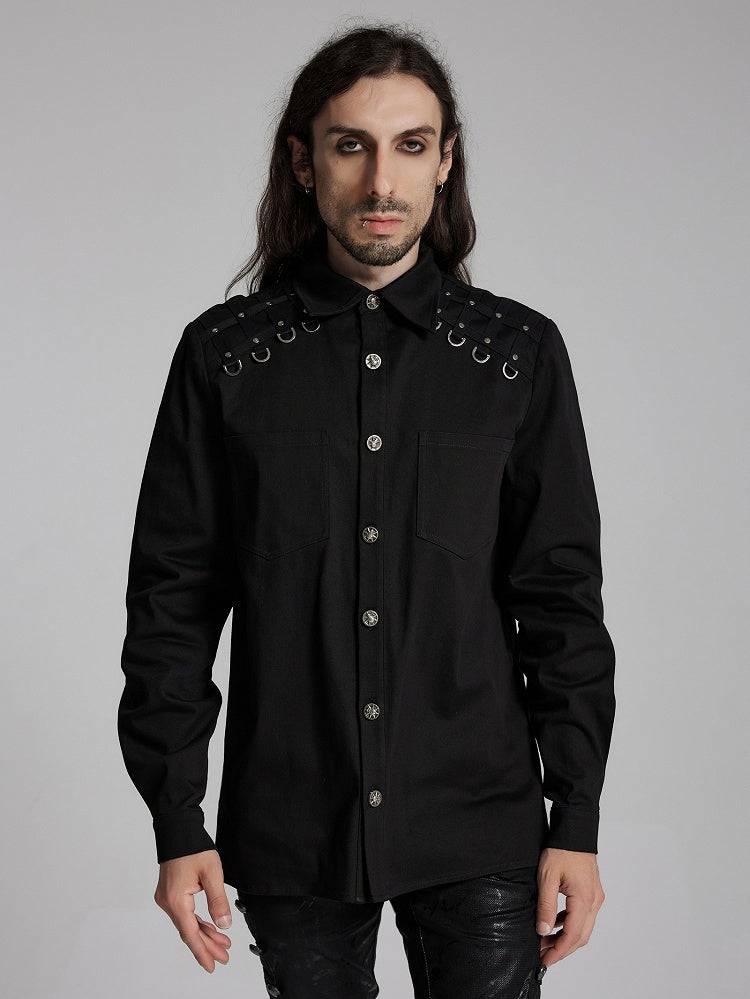Shirt Punk Men's Black Handsome