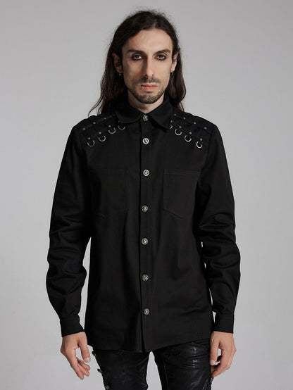 Shirt Punk Men's Black Handsome