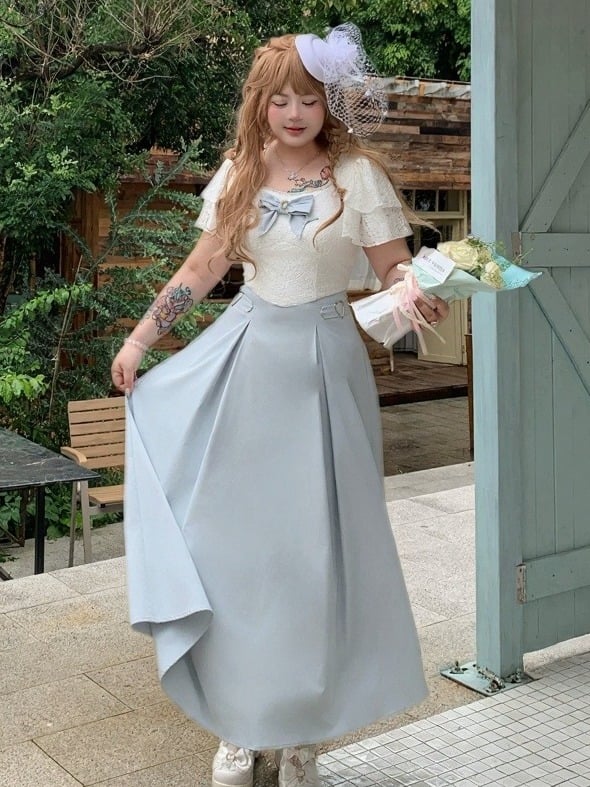 Elegant Blue White Heart Crystal Bowknot Long Dress - Hard Candy