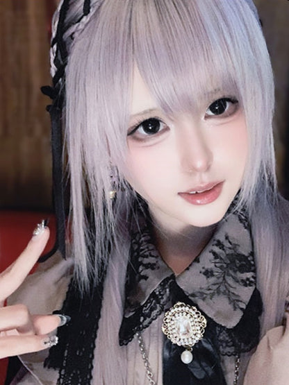 Wig Air Purple with Light Bangs Straight 65CM