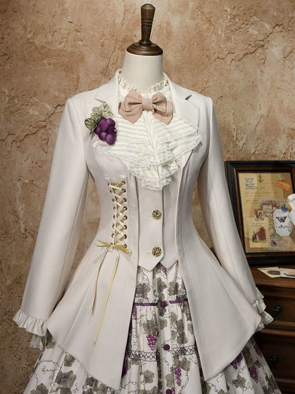Beige Classic Blazer with Gold Buttons and Lacing