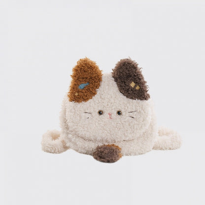 白いかわいい猫の形をしたぬいぐるみフラップバックパックバッグ