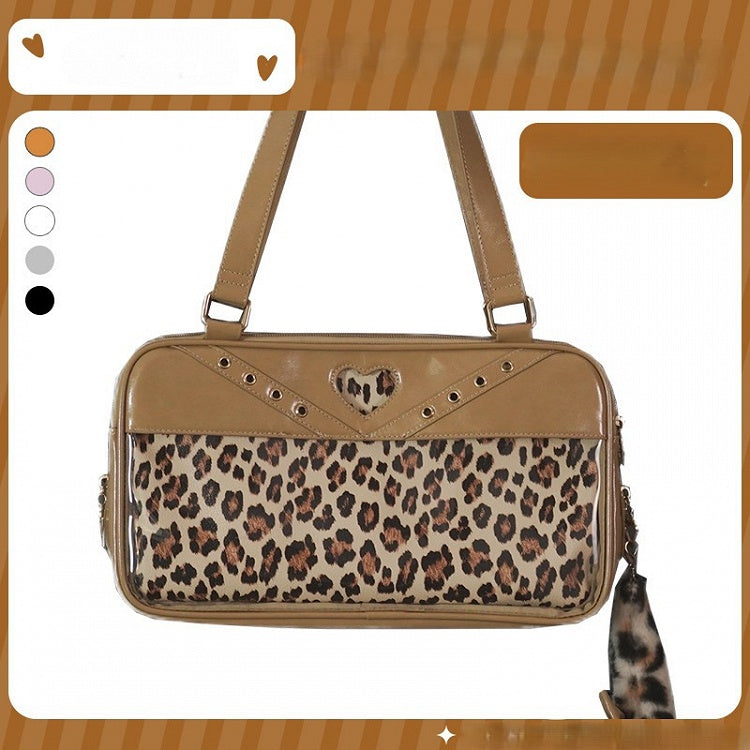 Leopard Ita Brown Shoulder Tail Charm Bag