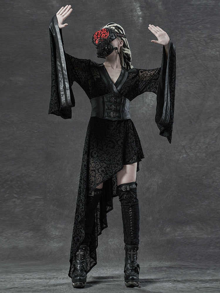 Gothic Asymmetrical Black Kimono