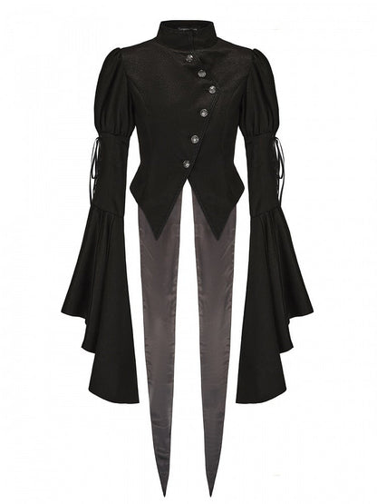 Black with Sleeves Collar Lolita Bell Top Ouji Stand Split-Tail