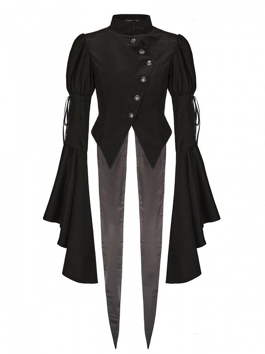 Black with Sleeves Collar Lolita Bell Top Ouji Stand Split-Tail