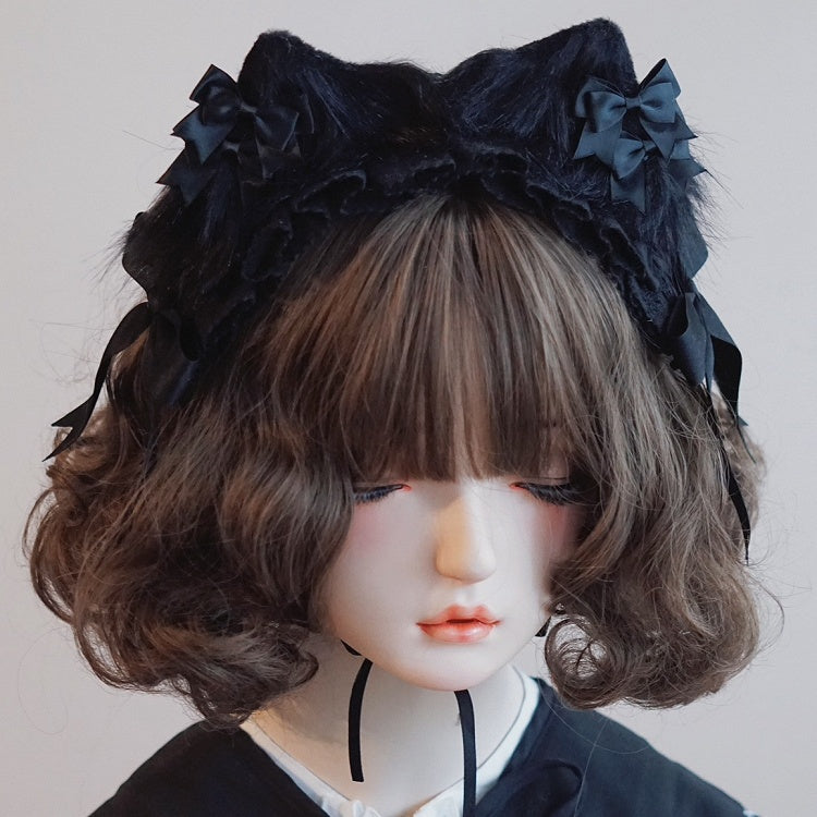 Cat Color Details Hairband Decorated 3 Bowknot Ear Options