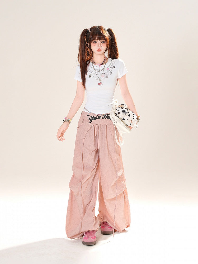 T-Shirt Weiß Rundhals Stern Halskette Print