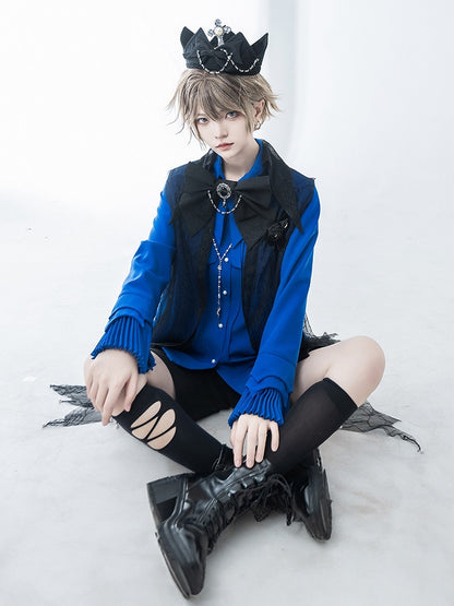 尖った王子様の青いロリータシャツ王子クラインカラースタイル