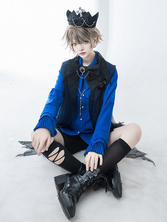 尖った王子様の青いロリータシャツ王子クラインカラースタイル