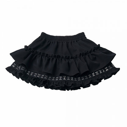 Black Tiered Ruffle Skirt - PINK SAVIOR