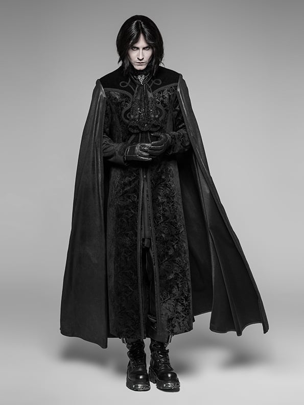 Coat Black Gothic Count Cloak Long Night Men's