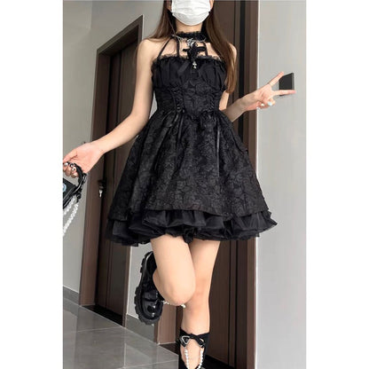 Gothic Lo Halter Dress - Sexy Dark Elegant Party Dress (S-L)