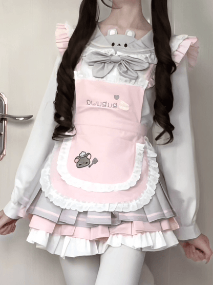 Kawaii Flutter - Apron Sleeve Pink Design