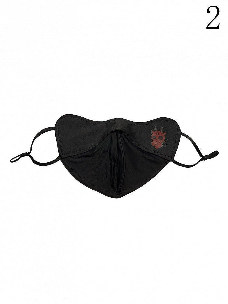 Teufelssonnenmaske Schwarzer Gothic-Schutz mit rotem Aufdruck