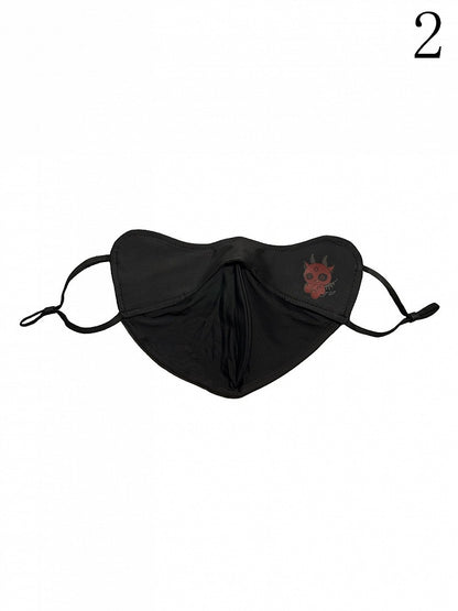 Devil Sun Mask Black Gothic Protection With Red Print