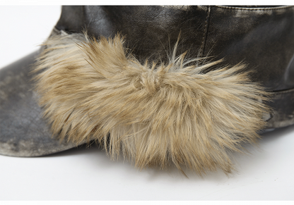 スタッドディテール付きダークレッドブラウンパンクハット