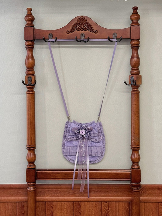 クロスボディパープルバッグベージュレッド/ブラック