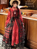 Polka-dot Hood Bunny Ruffled Overdress Black Ear Lolita with Pattern