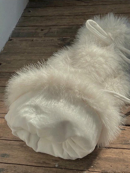 Bows Plush Self-tie 4 Color Options Leg Warmers