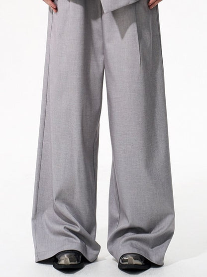 Suit Gray Men Wide-leg Pants for Draped