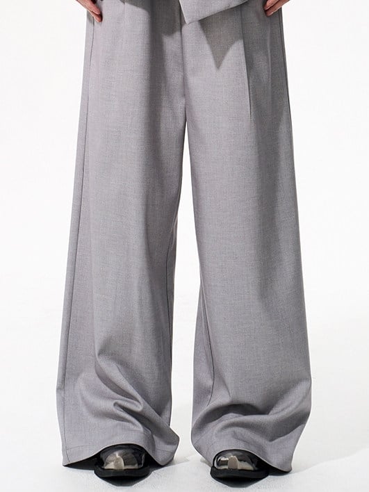 Suit Gray Men Wide-leg Pants for Draped
