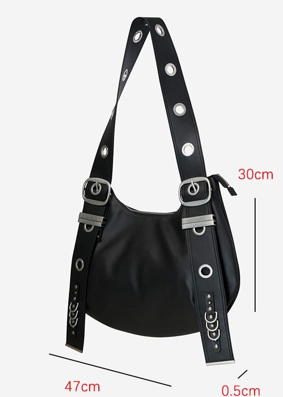 Bag Style Vintage - Strap Black With Crescent Punk Tote Adjustable