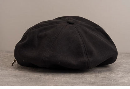 Gothic Beret Chain Buckle with Black Handmade PU Cross