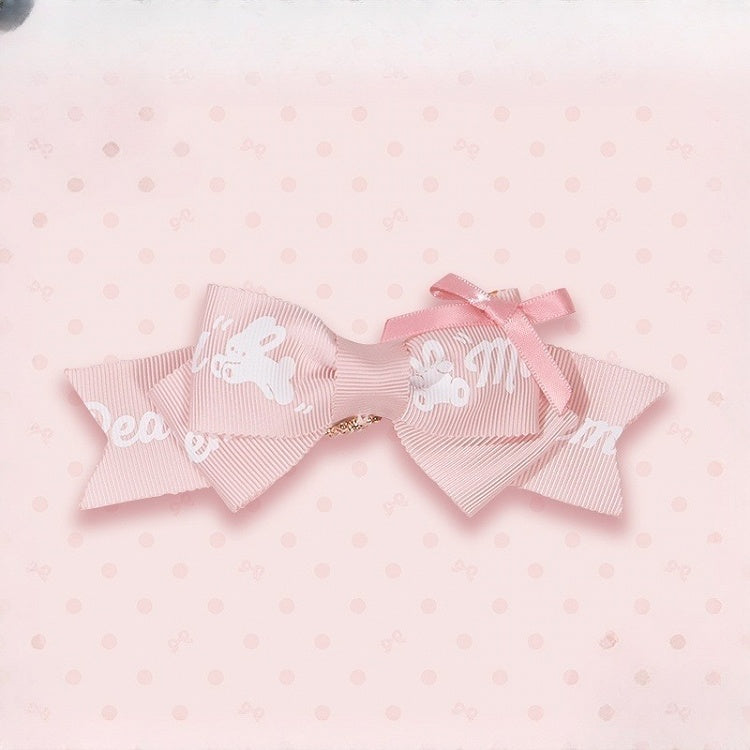 Hairclip Brown Bowknot Pink Blue /
