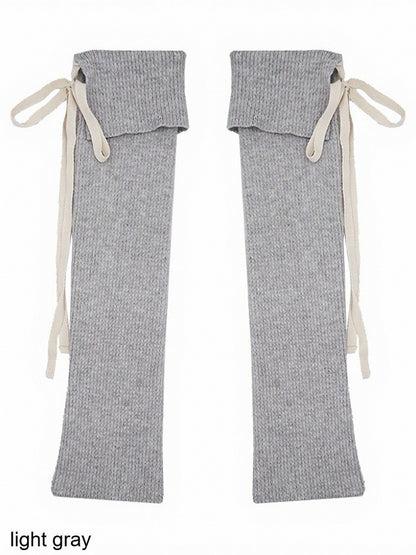 5-Color Ribbed Leg Warmers with Strap Bowknot Details - ModaSwings