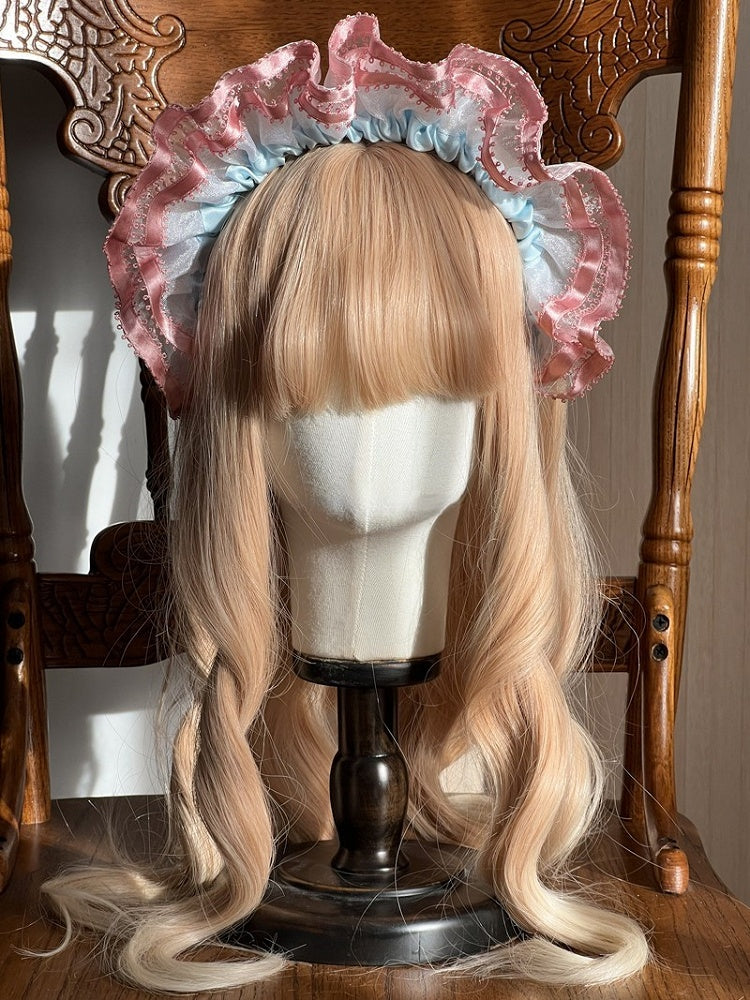 KC Trim Lace Elegant Pink Classic with Ruffled Blue Lolita
