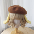 with Ears Yellow Puppy Fluffy Beret Brown