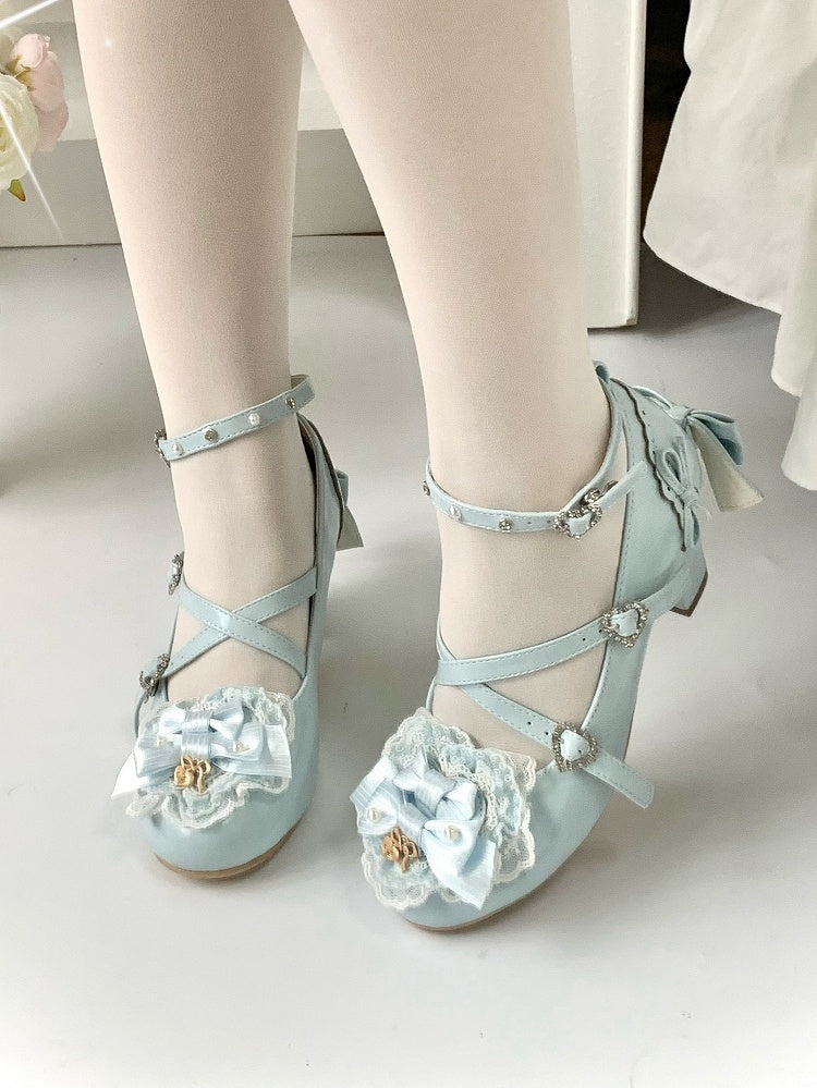 for Janes Mary High Block Blue Lolita with Sweet Heel
