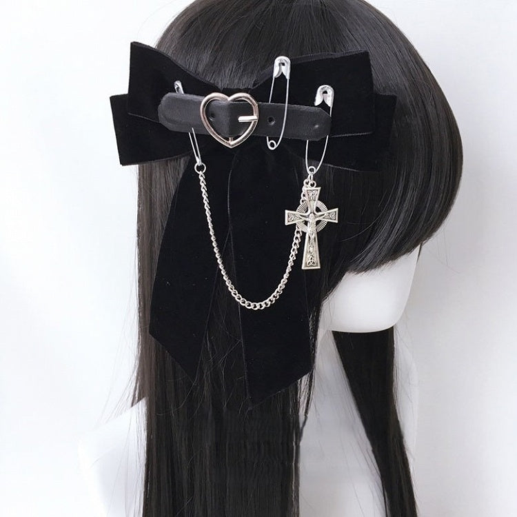 Details Black/Red Hairclip Bow Cross With Buckle
