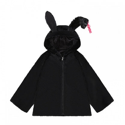 Hooded Fleece Bunny Ears Black Lining Coat