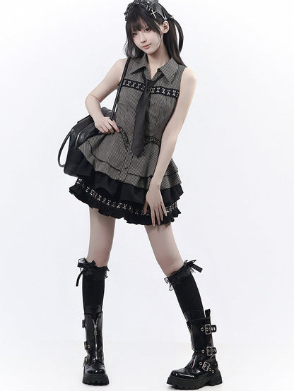 Black Tiered Ruffle Skirt - PINK SAVIOR