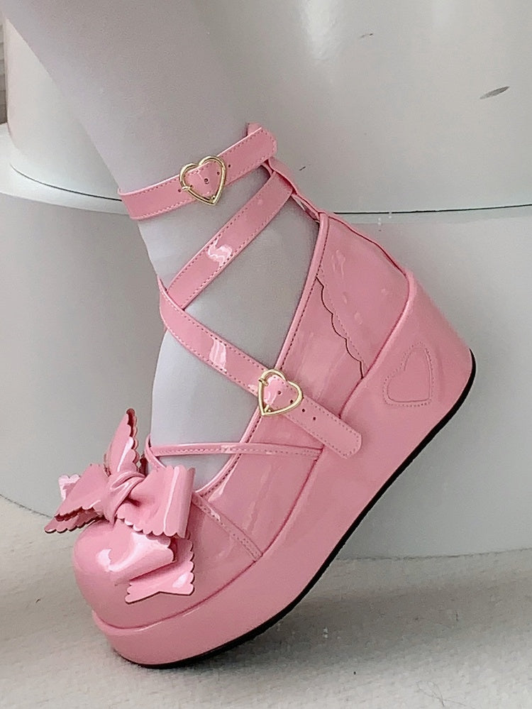 Bow Pink Platform - Top Deep Shoes Lolita Sweet