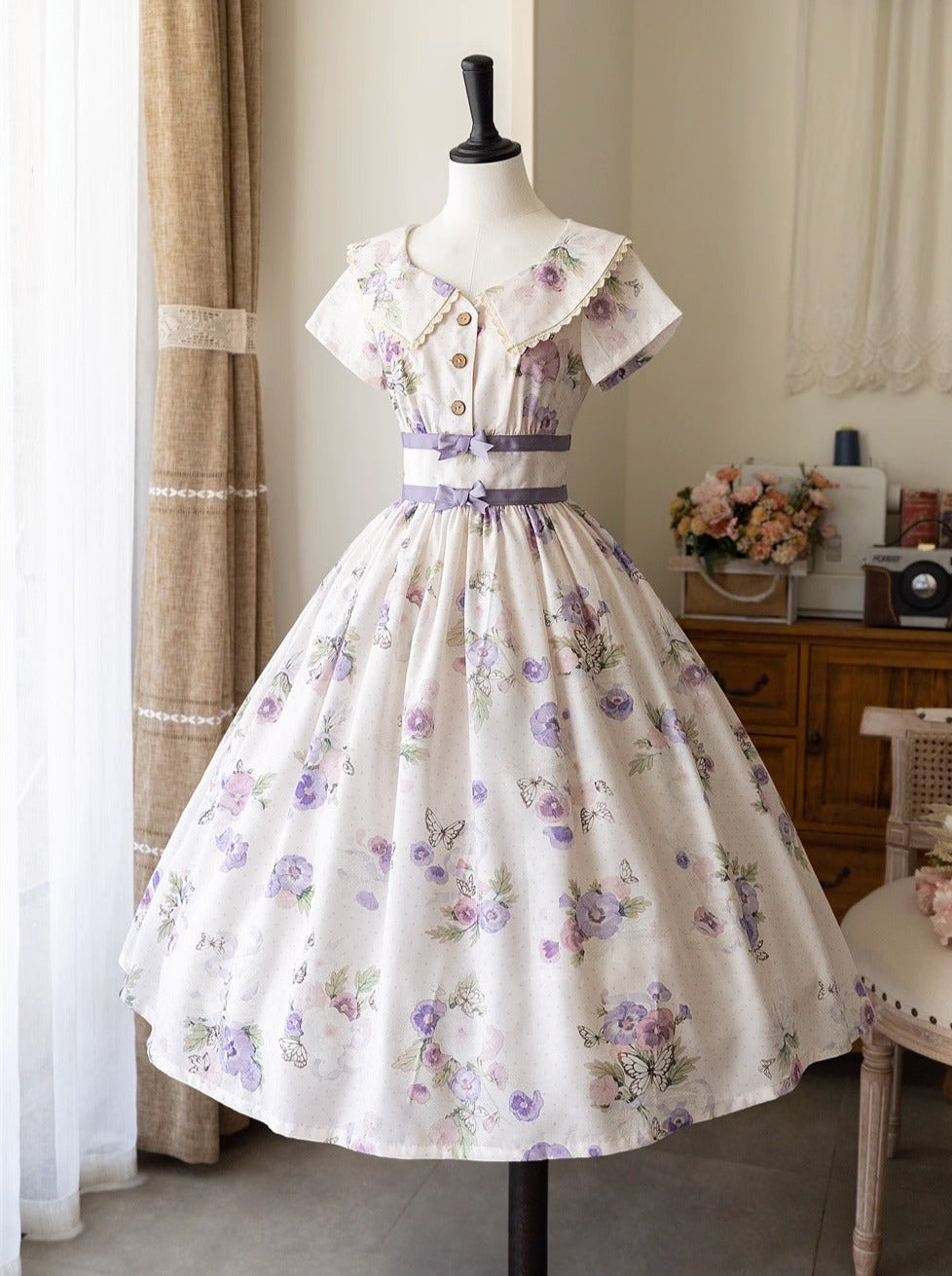 Mark Retro Lolita Kleid mit Blumentaille