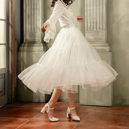 Long Daily Petticoat Layered 85cm White A-line