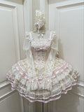 Korsett mit Prinzessinnen-Taille, rosa Tüll, mit großem Rückenrock, JSK, mehrlagige Schleife, Lolita