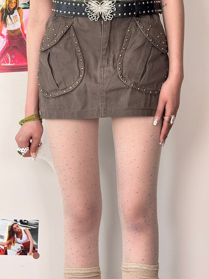 Colorful Design Polka Dot White/Black Sequin Tights