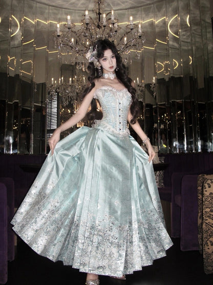 Mamian Skirt Mint Blue Hanfu Traditional - San Sheng Du