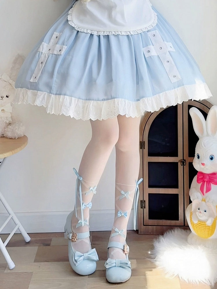 Bow-Accented Sheer Lolita Tights, 3 Color Options - Milkcat Studio