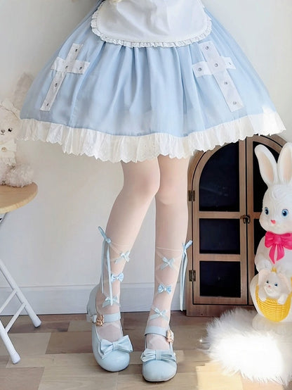 Bow-Accented Sheer Lolita Tights, 3 Color Options - Milkcat Studio