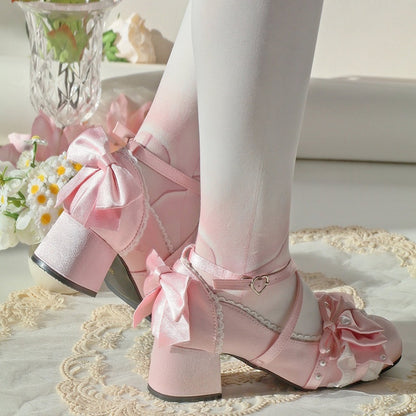 Sophisticated with Jane Bow Shoes Satin Pink Details Mary in