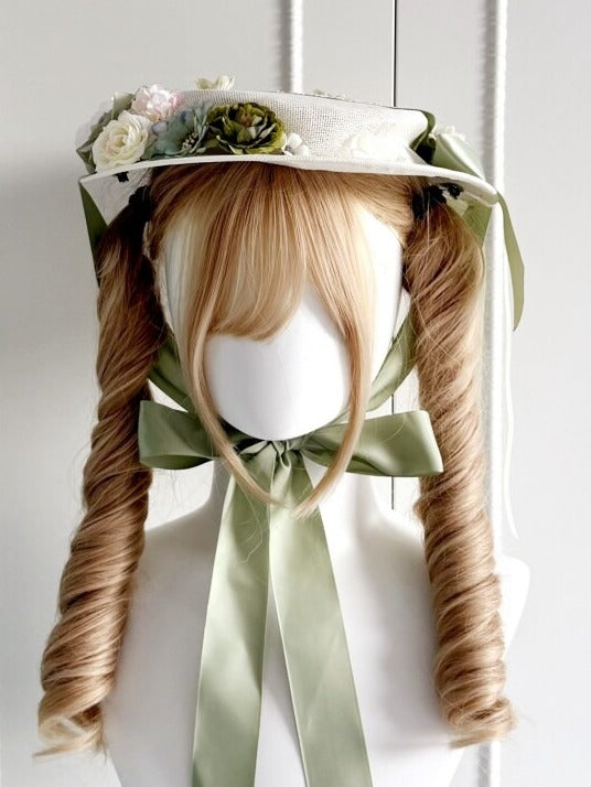 Green and Purple Elegant Floral Flat Hat - Haw Berry