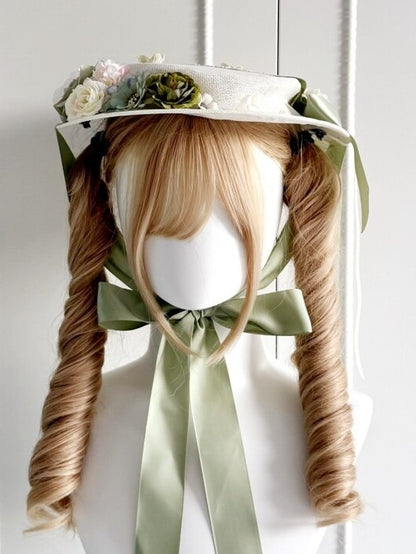 Green and Purple Elegant Floral Flat Hat - Haw Berry